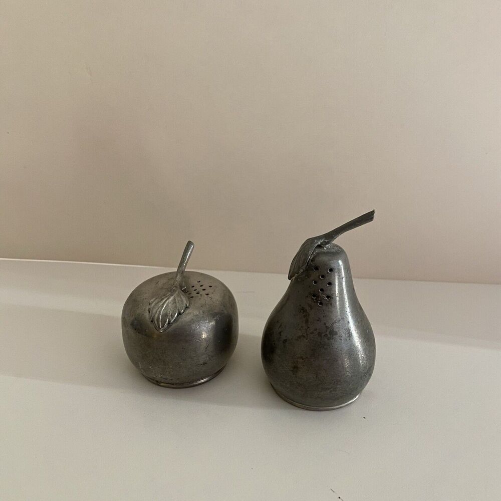 Web Silver Co. Early American Pewter Apple and Pear Salt and Pepper Shaker